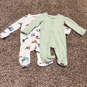Carters Charming Kids Footies Set - Mint Green and White